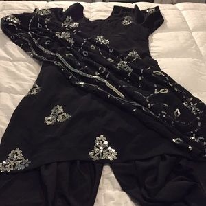 Black & Silver Sequence Salwar Kameez